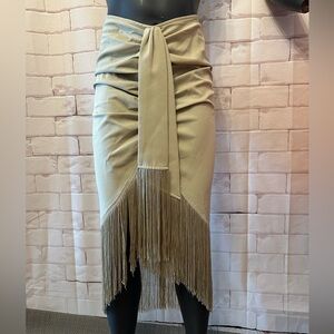 Beige Fringe Skirt